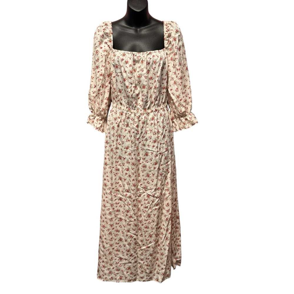 Reformation Cream Ditsy Floral Maxi Dress Size Medium New Square Neck Romantic